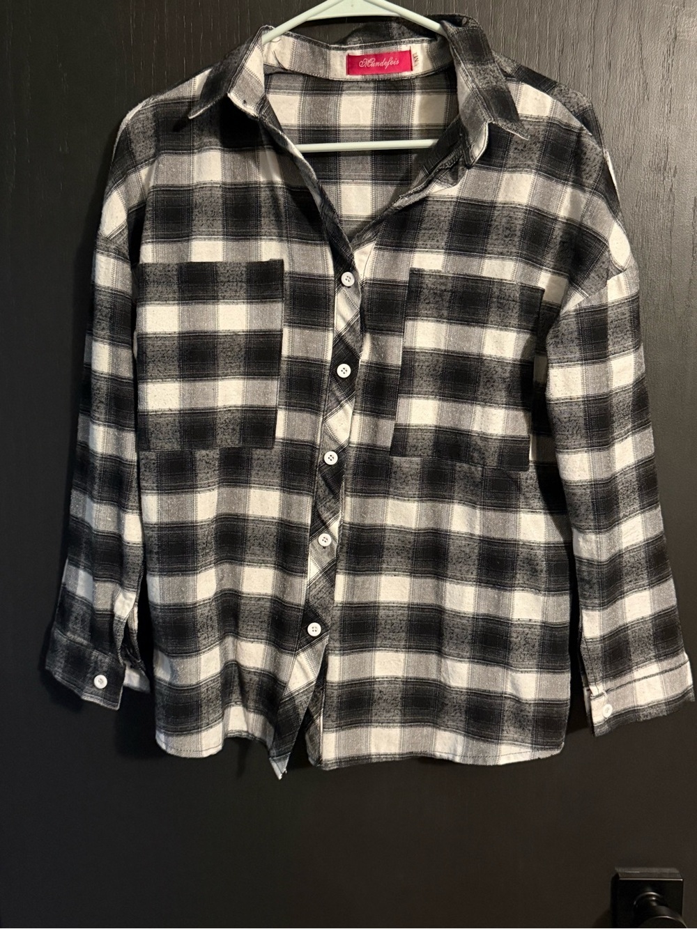 Black & White Plaid Button-Up Shirt